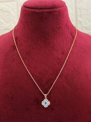 Clover Evil Eye Pendant Chain / Necklace-Rose Gold
