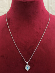 Clover Evil Eye Pendant Chain / Necklace-Silver