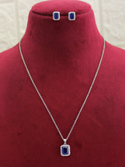 Shelly Pendant Chain Necklace Set-Blue