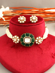 Patiala Choker Necklace Set-Green