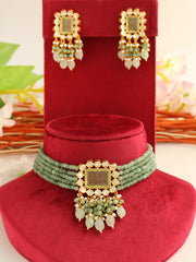 Tashvi Choker Necklace Set-Mint Green