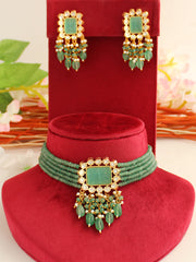 Tashvi Choker Necklace Set-Sage Green