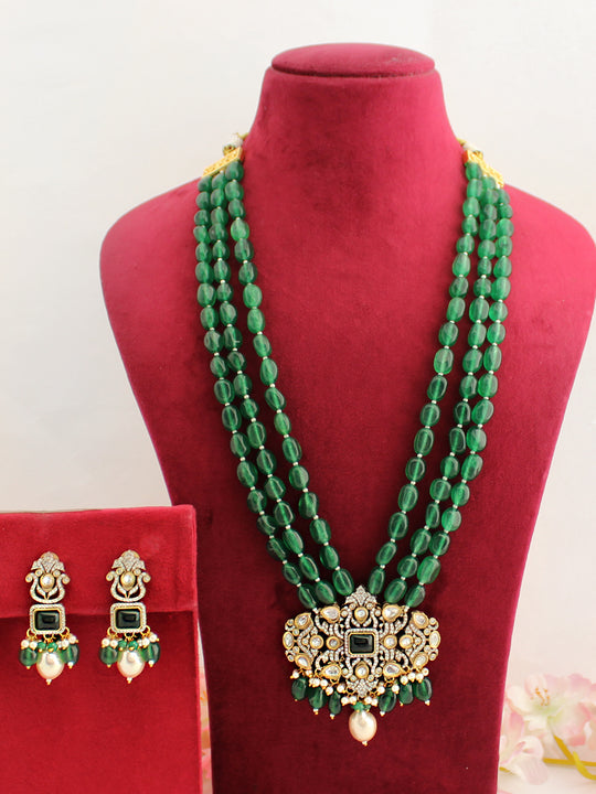 Prisha Long Necklace Set-Green