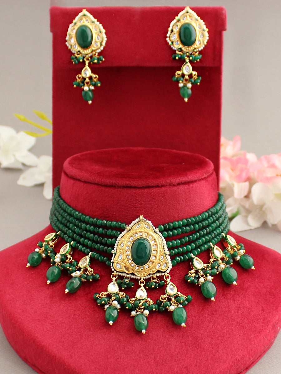 Gunjan Necklace Set-Green