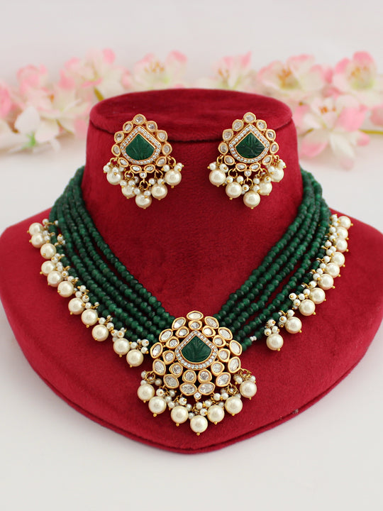Pranjal Choker Necklace Set-Green