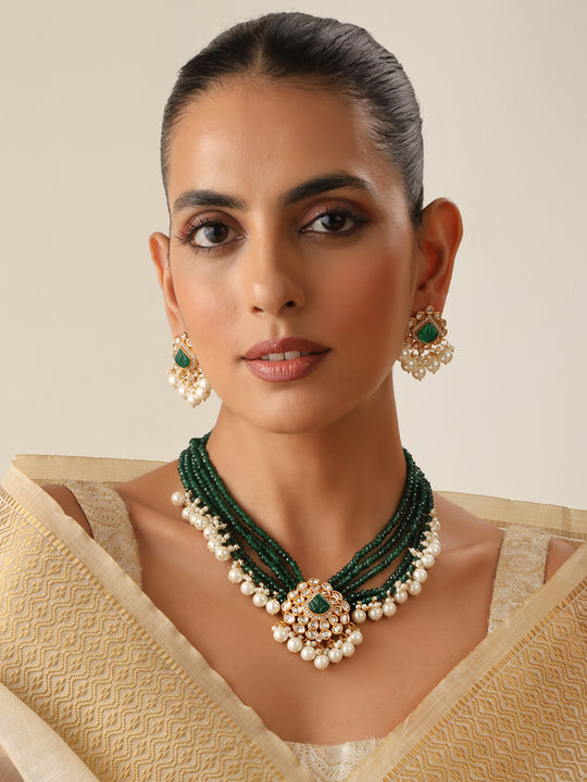 Pranshi Necklace Set-Green