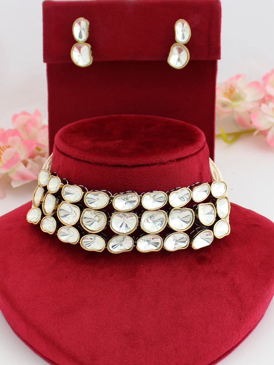 Sikkim Choker Necklace Set-White