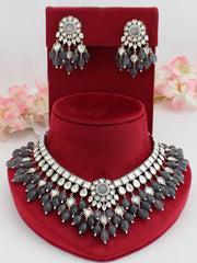 Amara Bib Necklace Set-Grey