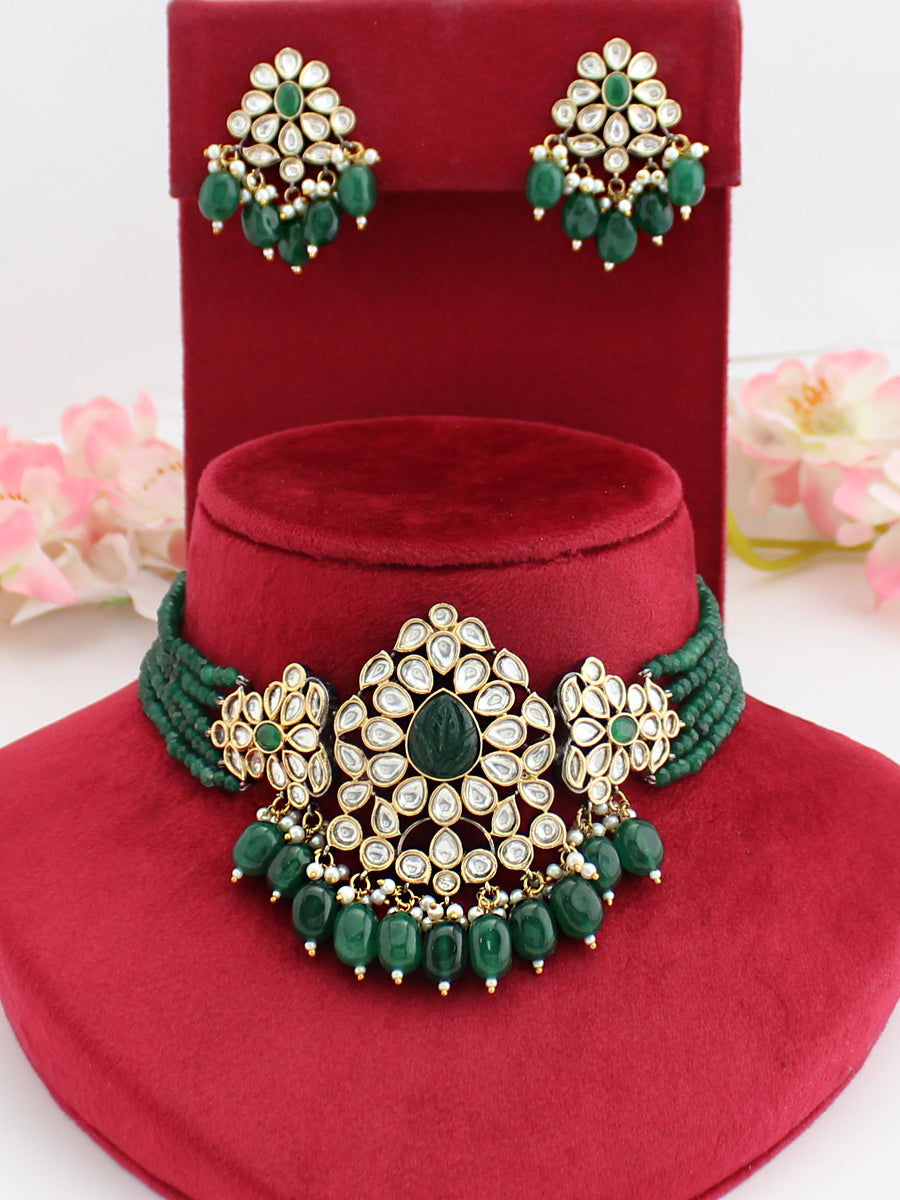 Tanima Choker Necklace Set-Green