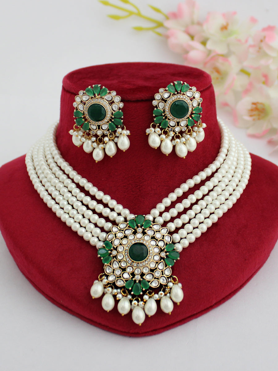 Anandi Necklace Set-Green