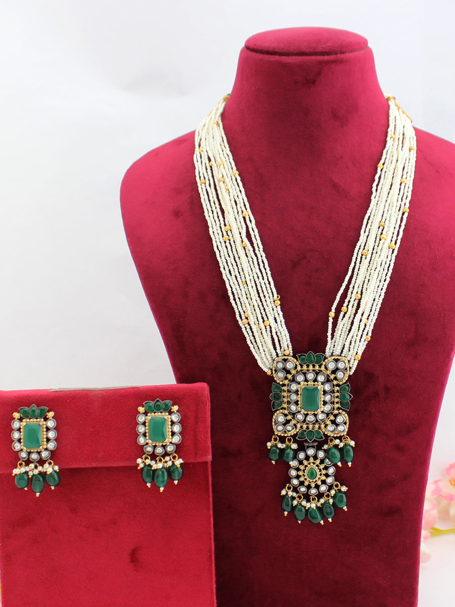 Ubika Long Necklace Set-Green