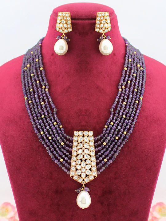 Adwita Long Necklace Set-Purple