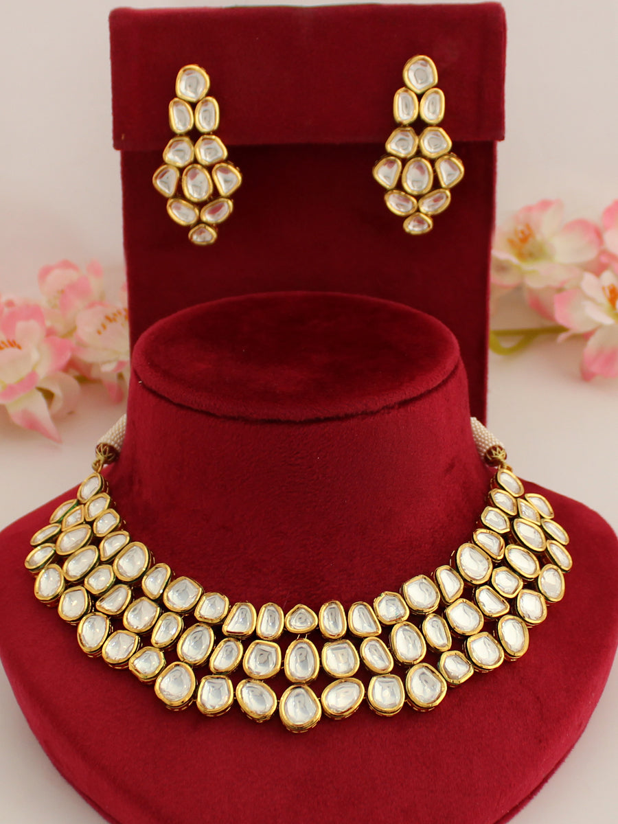 Alpita Bib Necklace Set-White