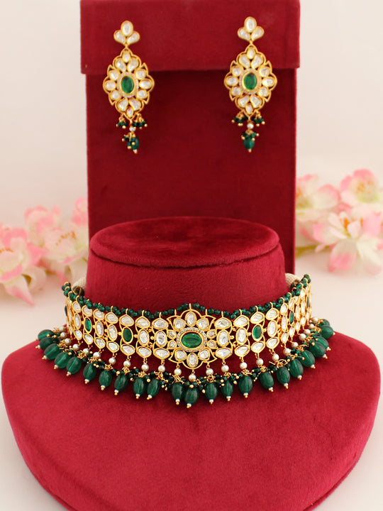 Arisha Choker Necklace Set-Green