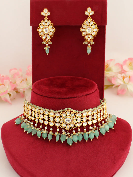 Arisha Choker Necklace Set-Mint Green
