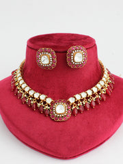 Maitri Necklace Set-Hot pink