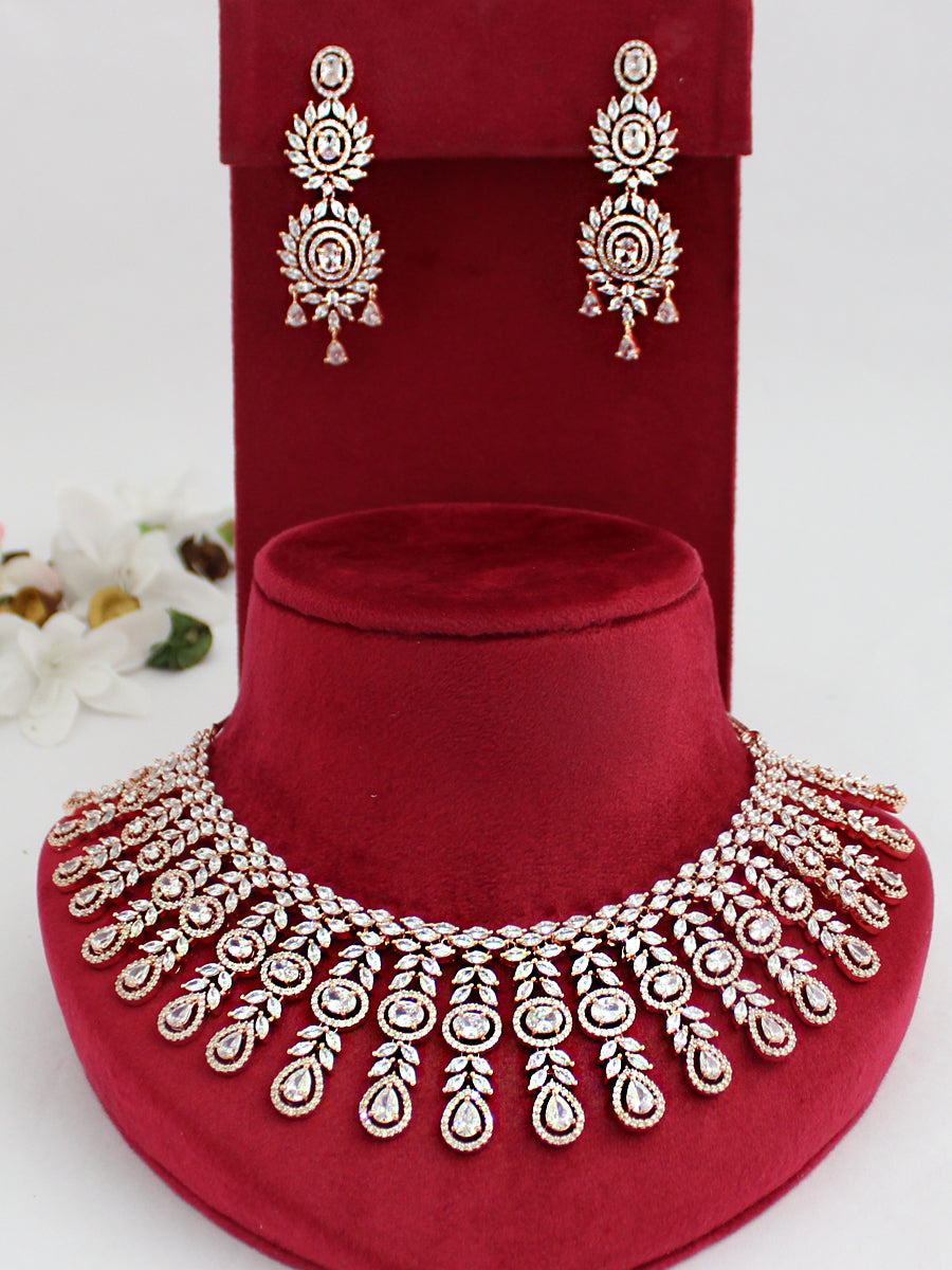 Shanaya Bib Necklace Set-Rose Gold