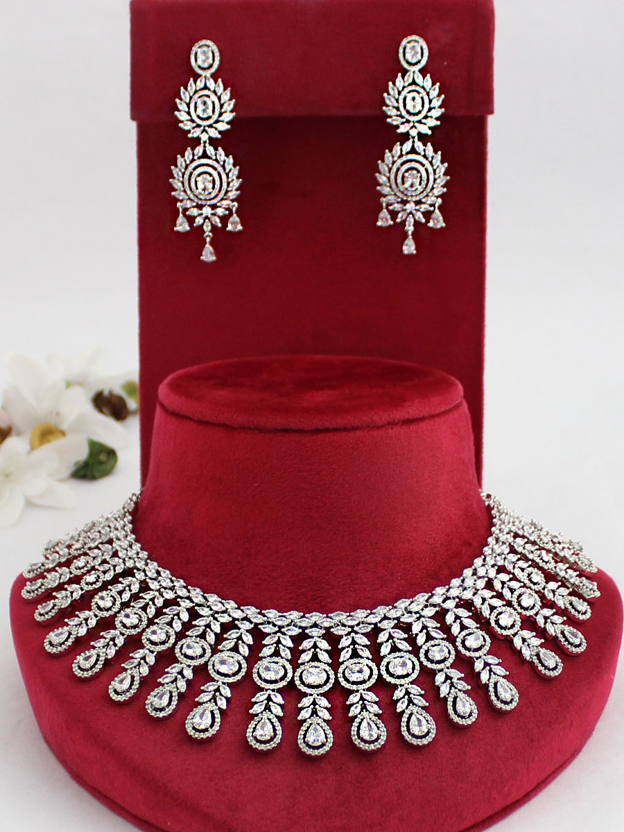 Shanaya Bib Necklace Set-Silver