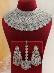 Tarasha Bib Necklace Set-Silver