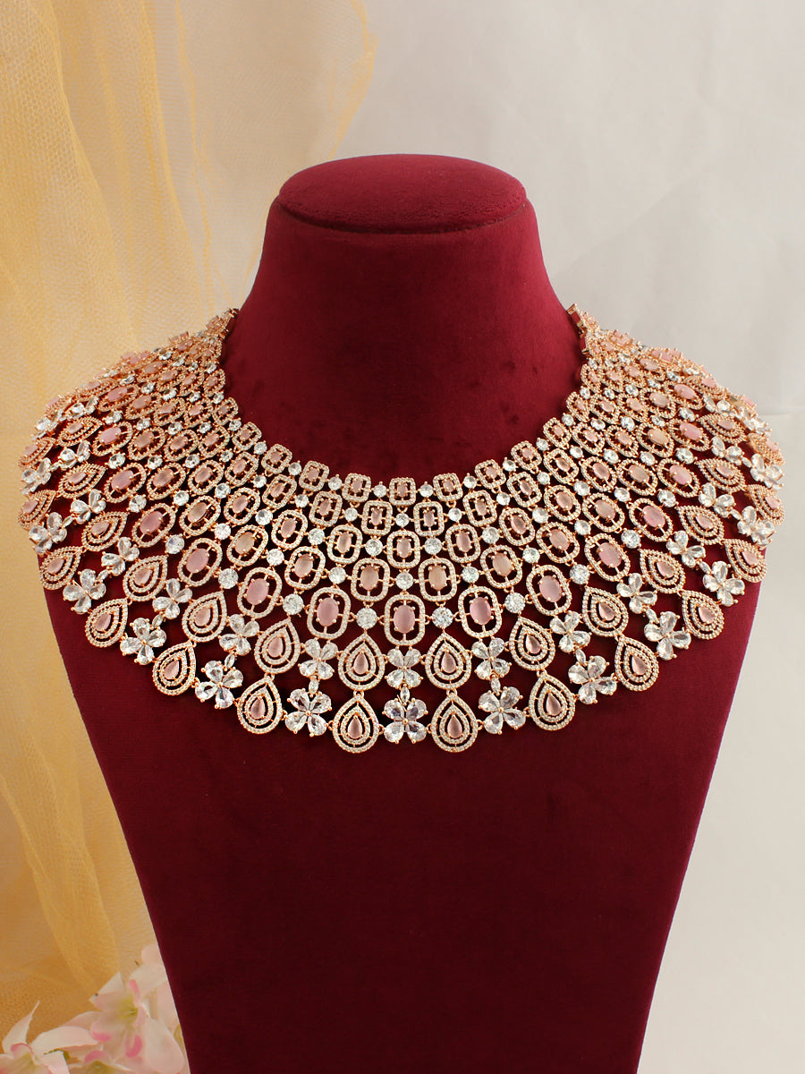 Bridal necklace with mother of pearl flowers and freshwater pearls -  CHARLENE