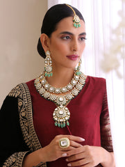 Jodhpur Necklace Set with Ring-Green