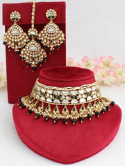 Hania Choker Necklace Set-Black
