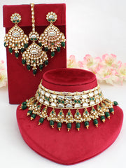 Hania Choker Necklace Set-Green