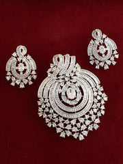 Anayra Pendant Earrings Set-Silver