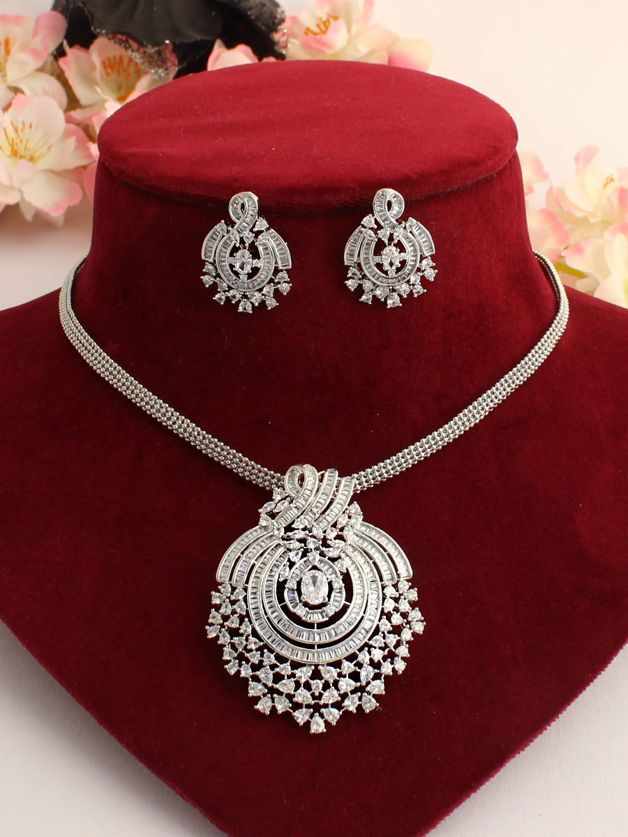 Silver Necklace For Womens | Red Stone 925 Silver Pendant Earrings |  Silveradda