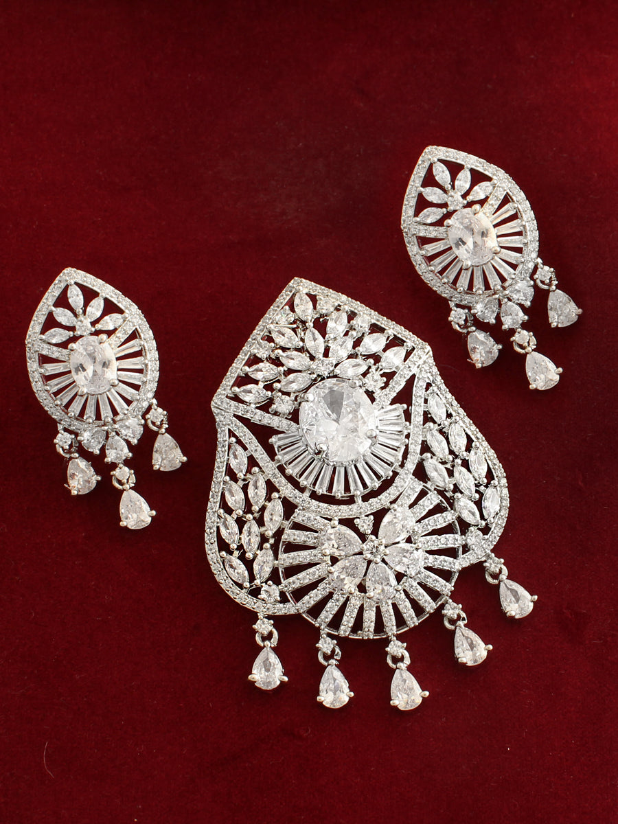 Hazel Pendant Earrings Set-Silver