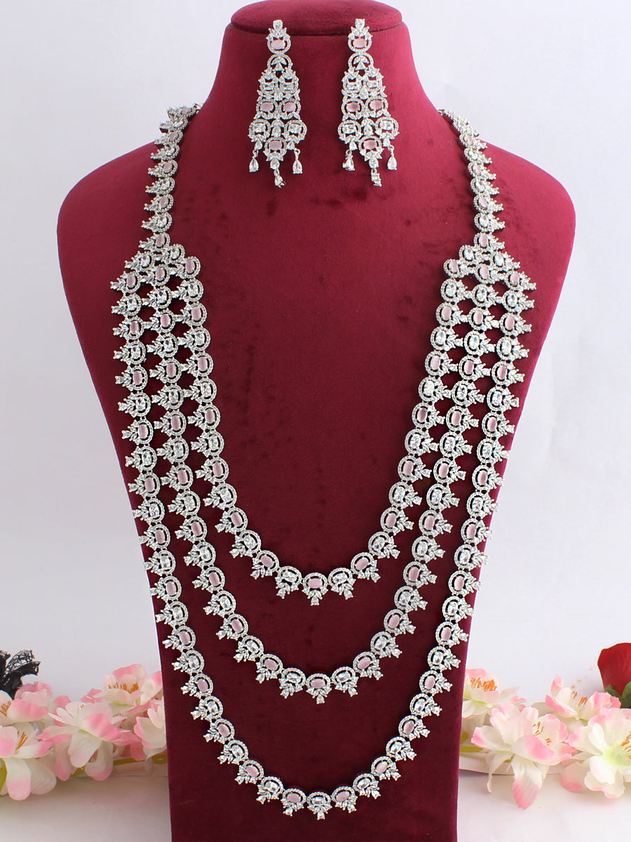 Celina Layered Necklace Set-Pastel Pink