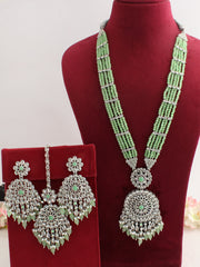 Mansha Long Necklace Set-Mint Green