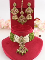 Sia Choker Necklace Set-Mehndi Green