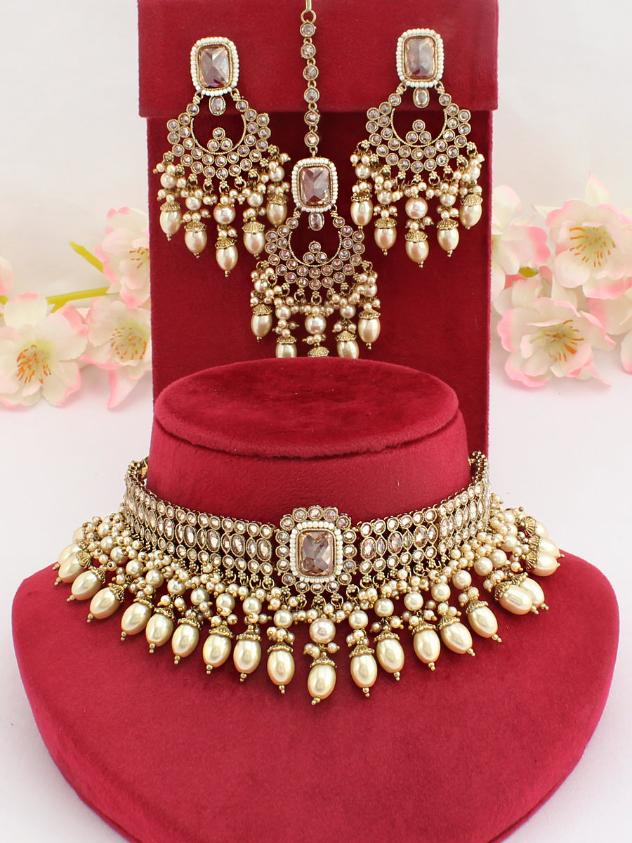 Pakhi Choker Necklace Set-Golden