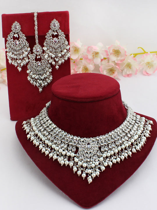 Shivani Necklace Set-Silver