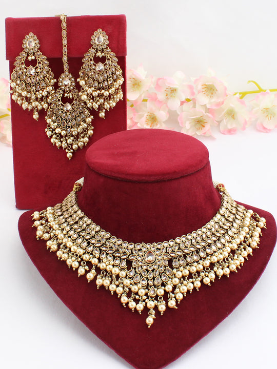 Shivani Necklace Set-Golden