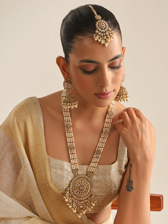 Jigyasa Long Necklace Set-Golden