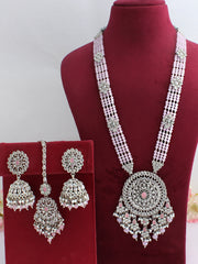 Jigyasa Long Necklace Set-Pastel Pink