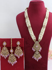 Sonali Long Necklace Set-Lavender