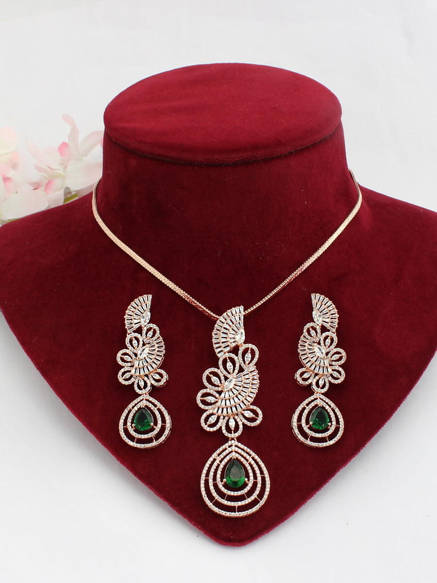 Kiara Pendant Earrings Set-Green