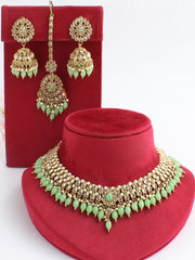 Akshi Bib Necklace Set-Mint Green