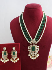 Pragati Long Necklace Set-Green