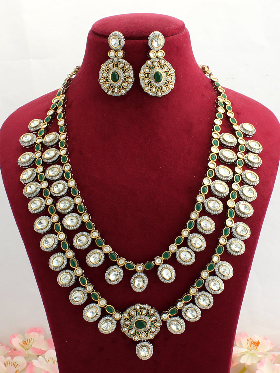 Asmita Layered Necklace Set-Green