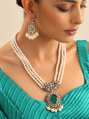 Mansi Long Necklace Set-Green