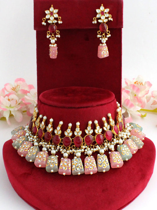 Shubhi Choker Necklace Set-Multicolor