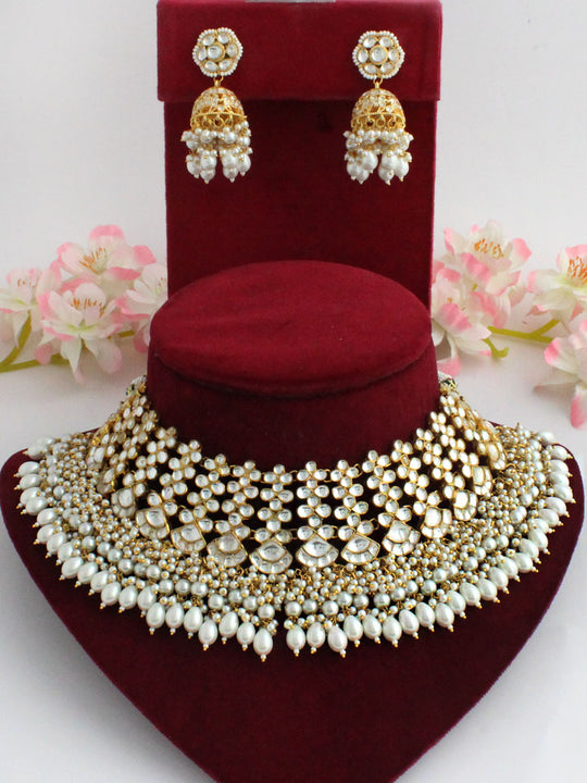 Kumud Necklace Set-White