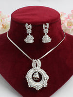 Myara Pendant Earrings Set-Silver