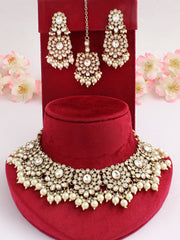 Maheen Bib Necklace Set-Golden
