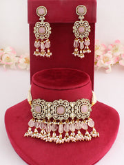 Bhumi Choker Necklace Set-Pastel Pink