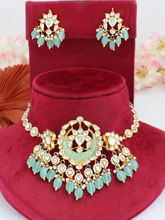 Aasha Choker Necklace Set-Mint Green